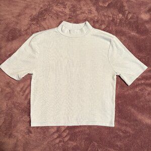 Forever 21 Baby Blue Ribbed Mock Neck Crop Top | Size Medium